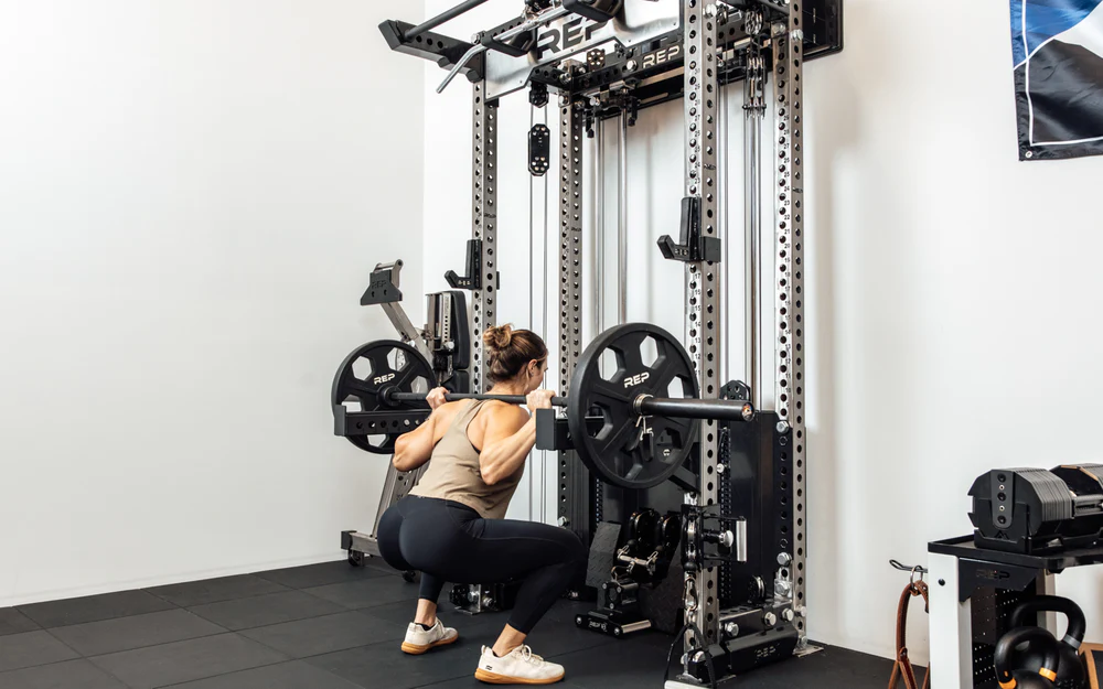 REP Wall-Mounted Ares™ 2.0 (93") – 4 Post Compact – Metallic Black – With Storage Wings | Luxury Home Gym System India