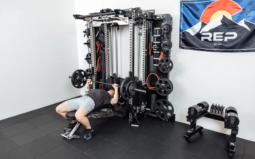 REP Wall-Mounted Ares™ 2.0 (93") – 4 Post Compact – Metallic Black – With Storage Wings | Luxury Home Gym System India
