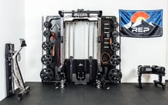 REP Wall-Mounted Ares™ 2.0 (93") – 4 Post Compact Configuration – Metallic Black – With Storage Wings & Full Accessory Package | Luxury Home Gym System India