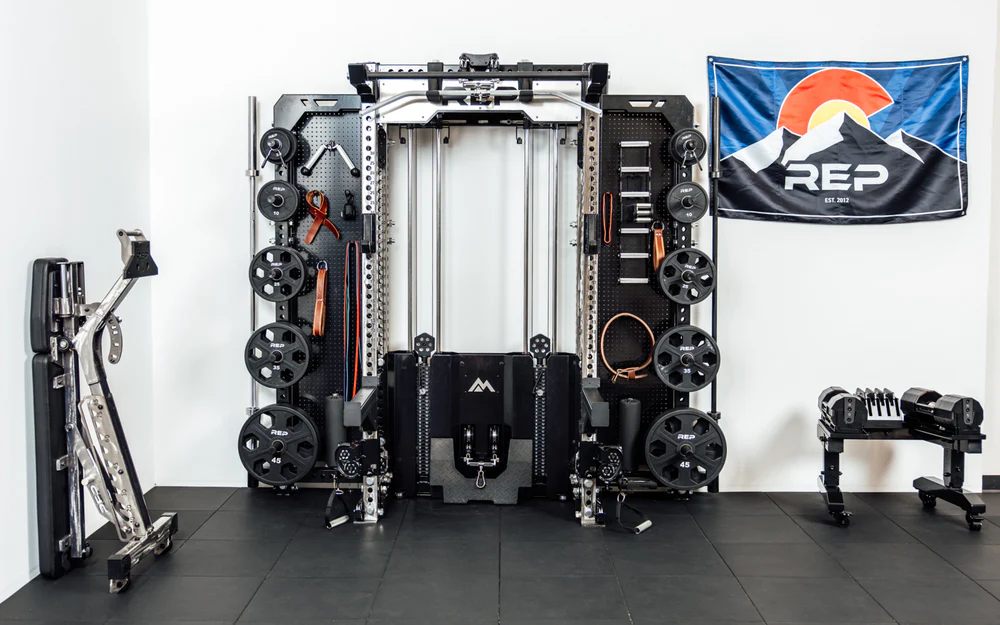 REP Wall-Mounted Ares™ 2.0 (93") – 4 Post Compact – Metallic Black – With Storage Wings | Luxury Home Gym System India