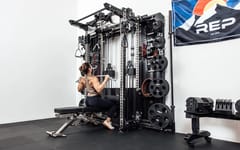 REP Wall-Mounted Ares™ 2.0 (93") – 4 Post Compact Configuration – Metallic Black – With Storage Wings & Full Accessory Package | Luxury Home Gym System India