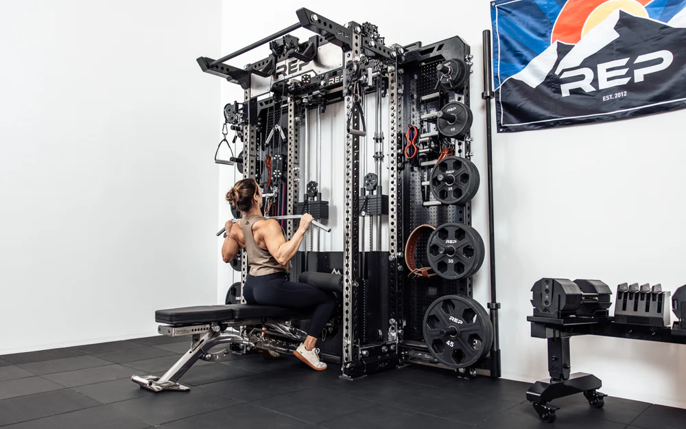 REP Wall-Mounted Ares™ 2.0 (93") – 4 Post Compact – Metallic Black – With Storage Wings | Luxury Home Gym System India